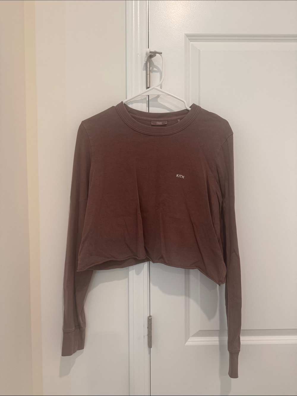 Kith Women's Cropped Long Sleeve Tee - Chocolate Brown